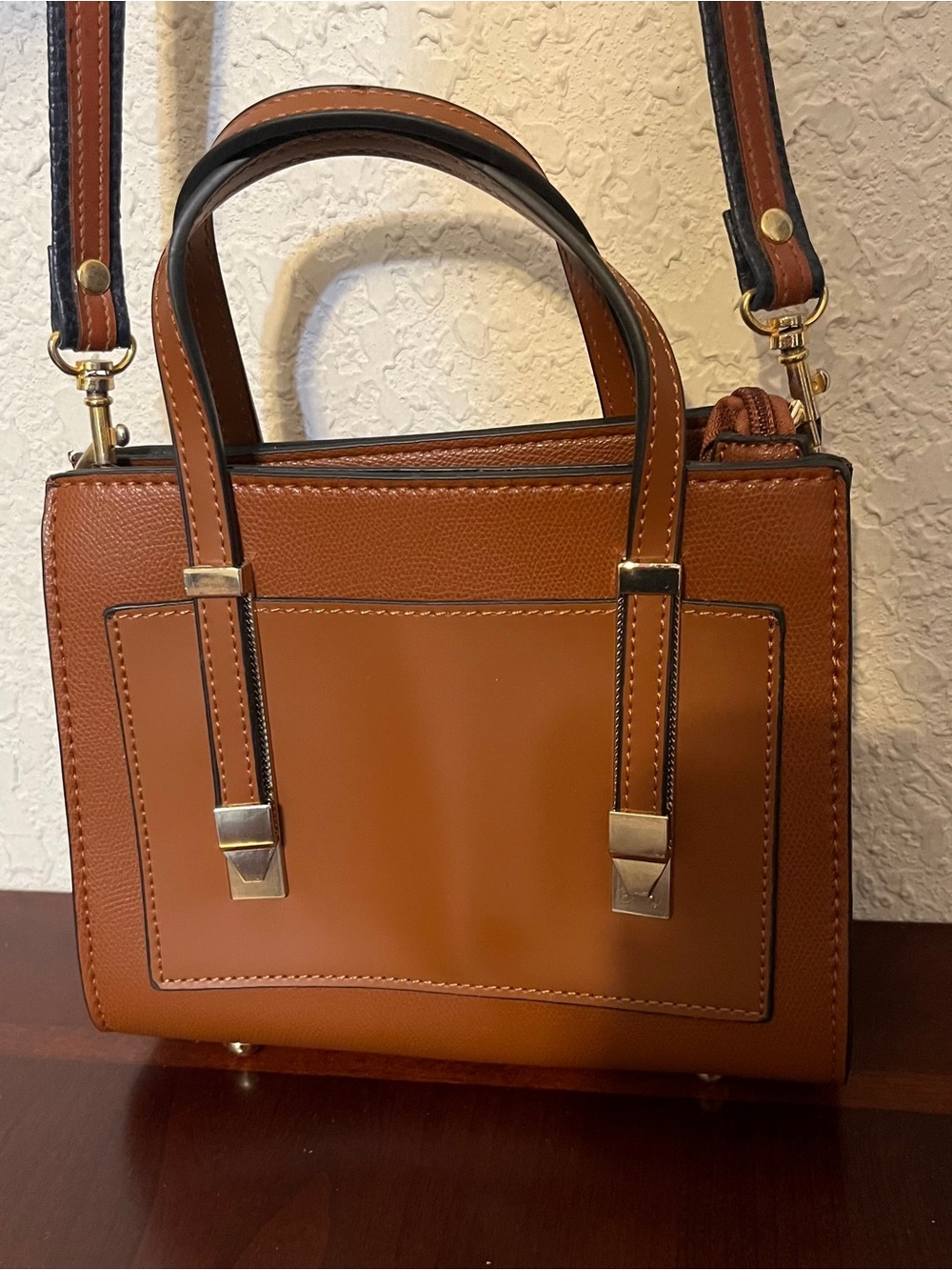 Structured Tan Top-Handle Women's Satchel/Crossbody